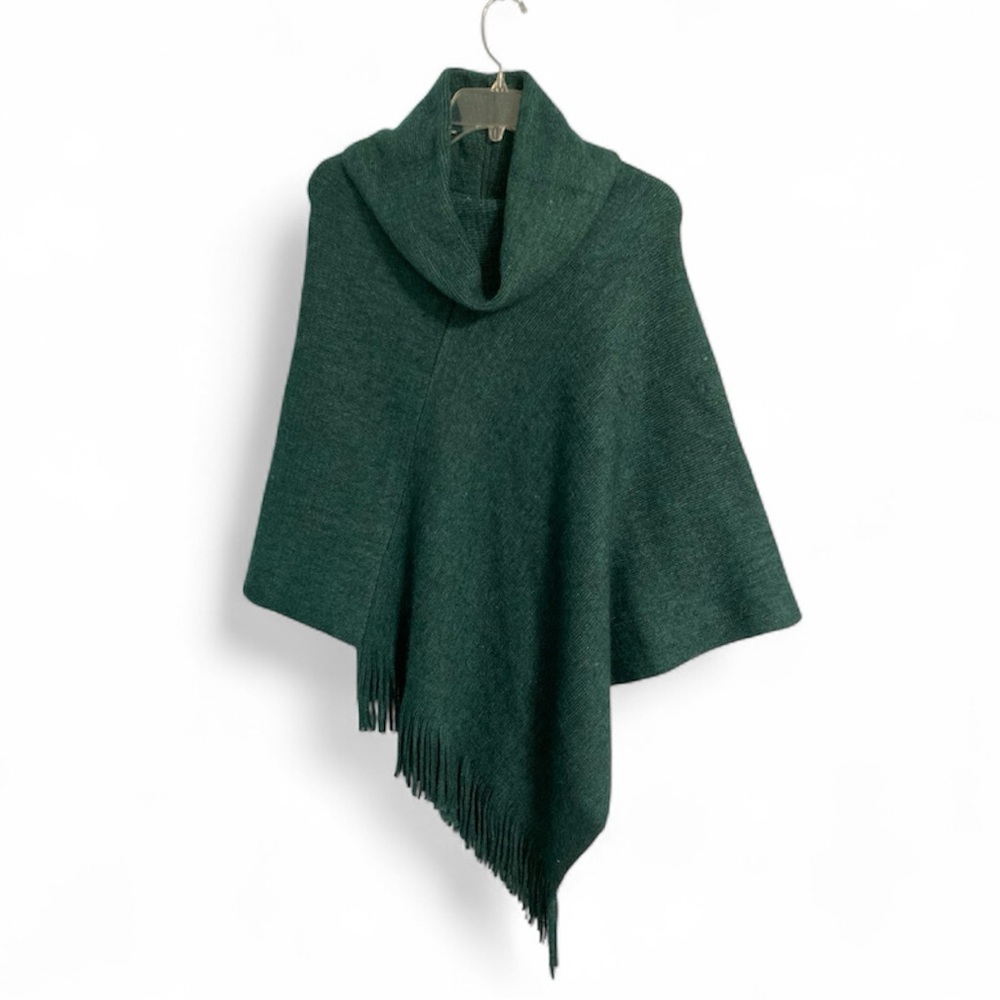 Chico’s cozy stripe poncho in Jasper Green size One Size